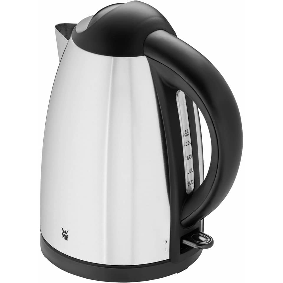 Kettle, Elektrischer Wasserkocher, Stainless Steel, Schwarz-Weiß, Wasserstandsanzeige
