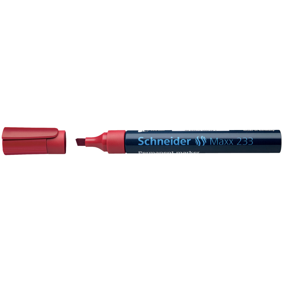 Marker, Permanent marker, Chisel tip, Red cap, Blue body