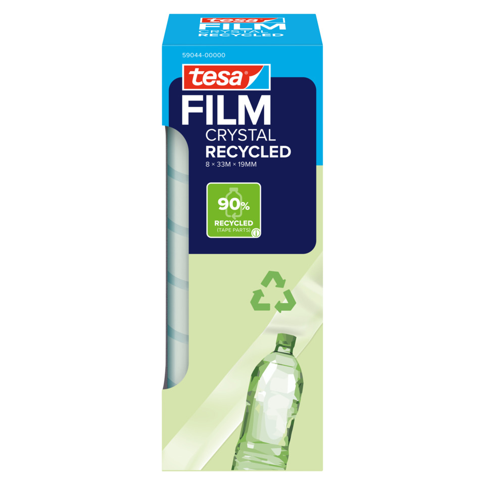 Filmcassette, TCrystal, Recycled, 90% recycled, Pet bottle symbol
