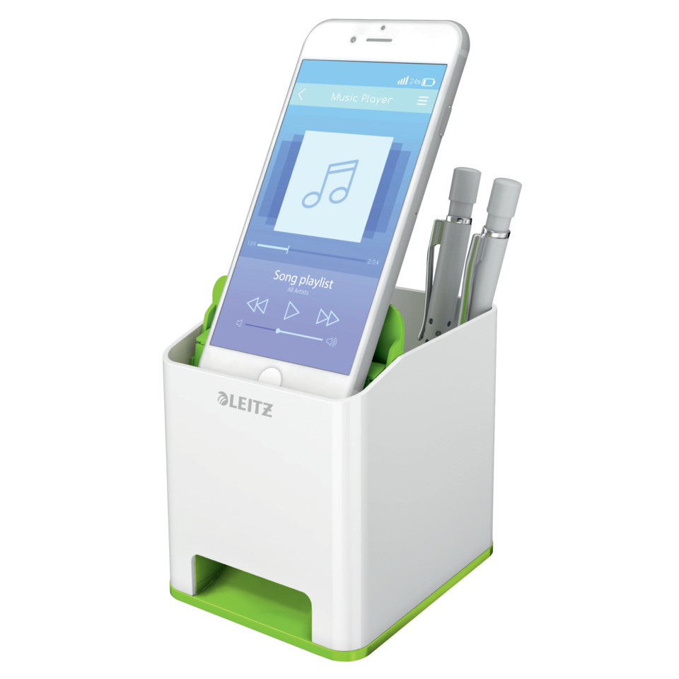  docking station,  smartphone stand,  pencil holder,  charging dock,  white green design, Handy-Dockingstation, Kabelhalter, USB-Dockingstation, Organizer, Ladegerät
