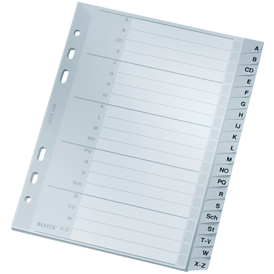 Plastikregister A-Z, A5, PP, 20 Blatt, grau LEITZ 1265-00-00