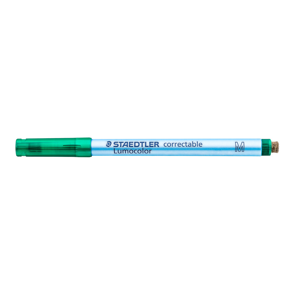 Loomcolor Marker, Staedtler Lumocolor, grüner Deckel, grüner Körper, Radiergummi-Spitze, Marker, Lumocolor, Staedtler, correctable, grüner Deckel