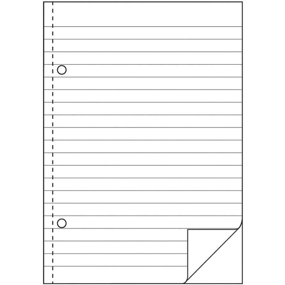 Notizblock, Linienpapier, gerillt, Bandschnittseite, Eckenklappe