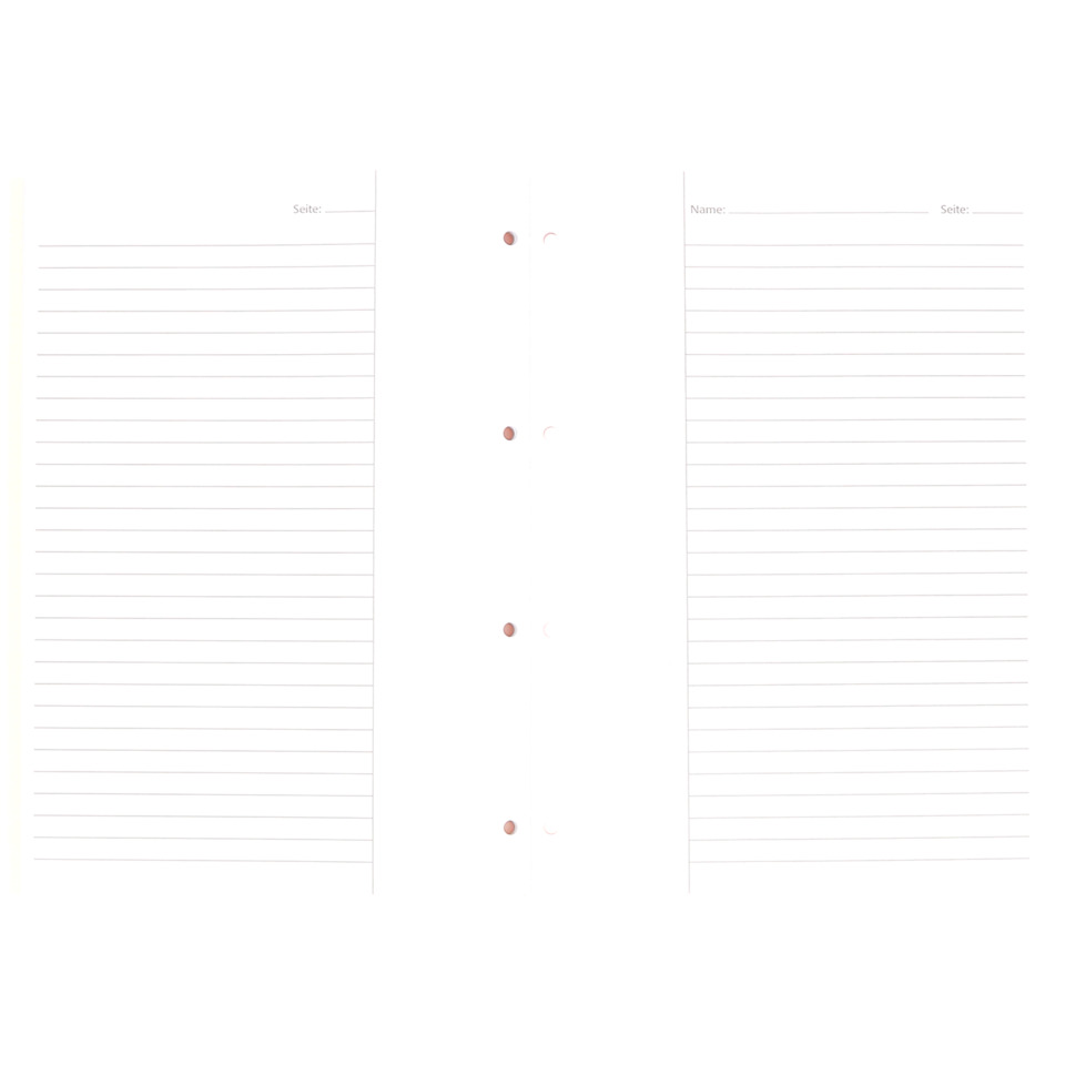 Notizbuch, Ordner, linierte Seiten, Rückensäge?, gerade Seiten