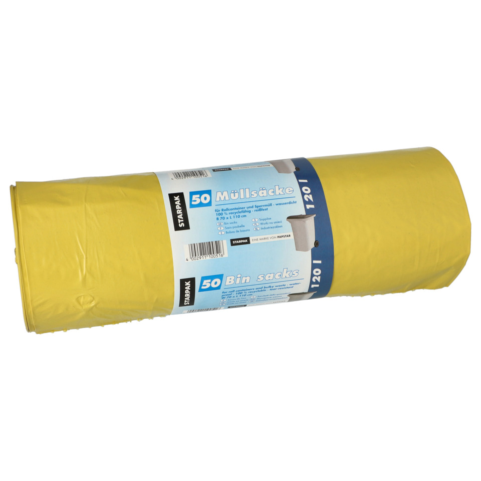 Müllsäcke, Gelb, Rollsack, 50 Liter, Sackhöhe 120l?