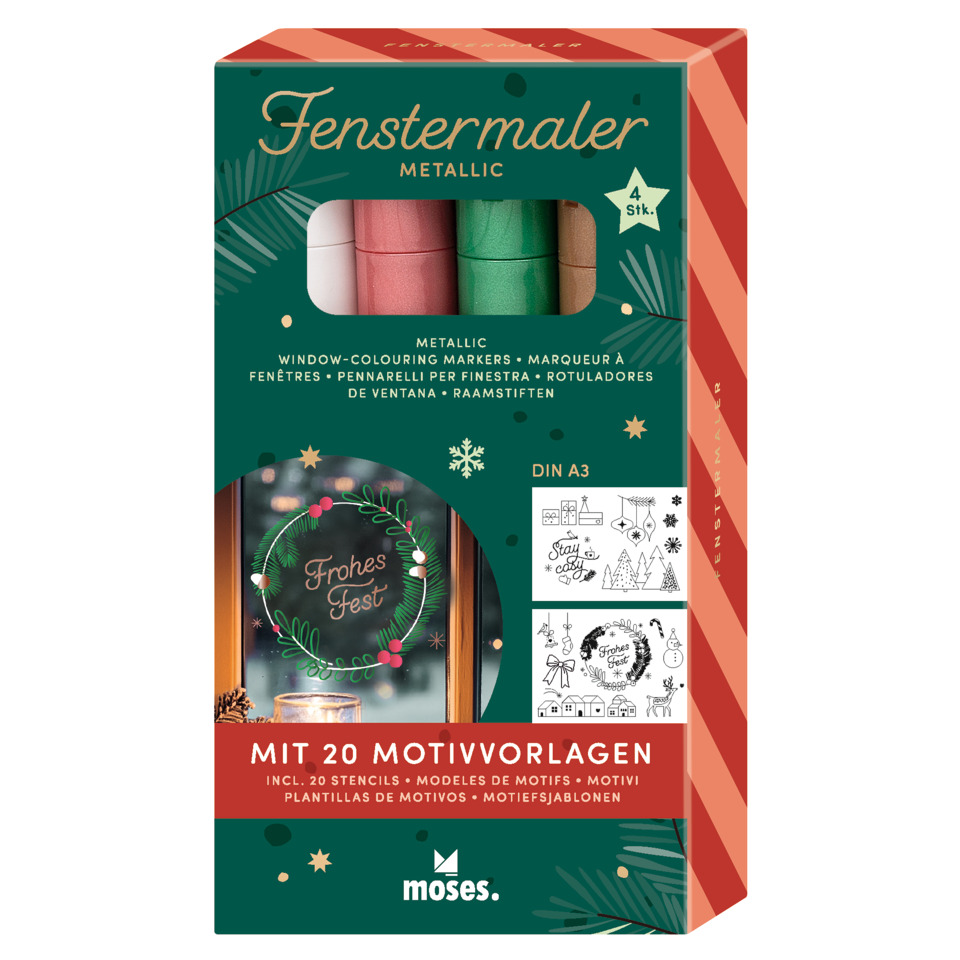 Fenstermaler, Metallic, Fensterfarbe, DIN A3, Motivvorlagen