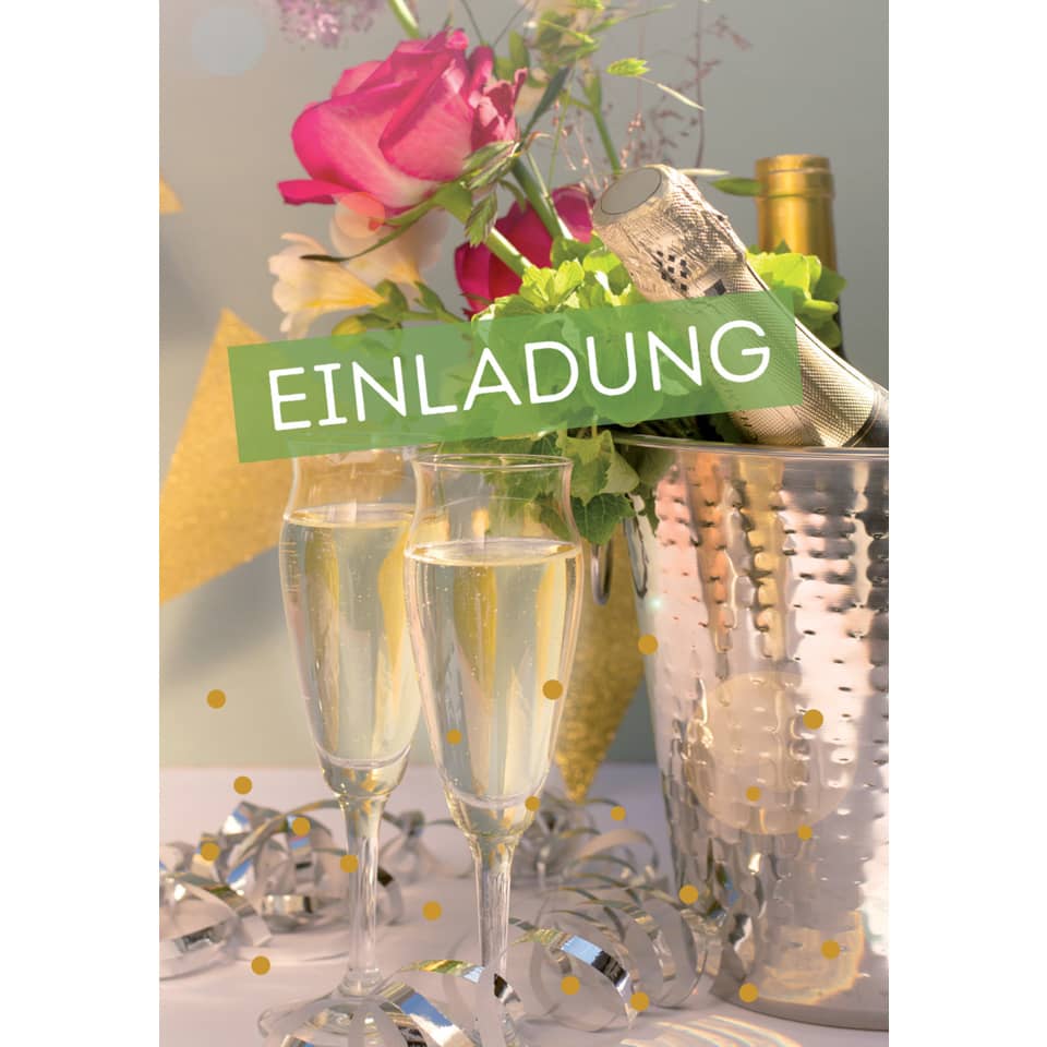 Sektgläser, Champagner, Blumen, Geschenk, Einladung