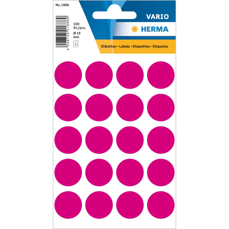 Etiketten, Aufkleber, Sticker, Runde Punkte, Magenta