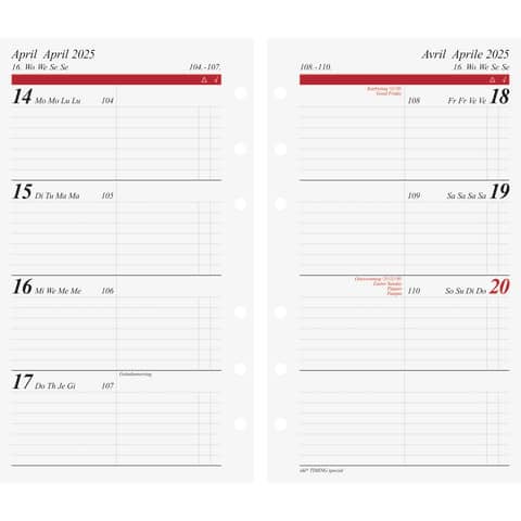 Wochenplan Timing special 2025, A6 RIDO 70-68 910 005