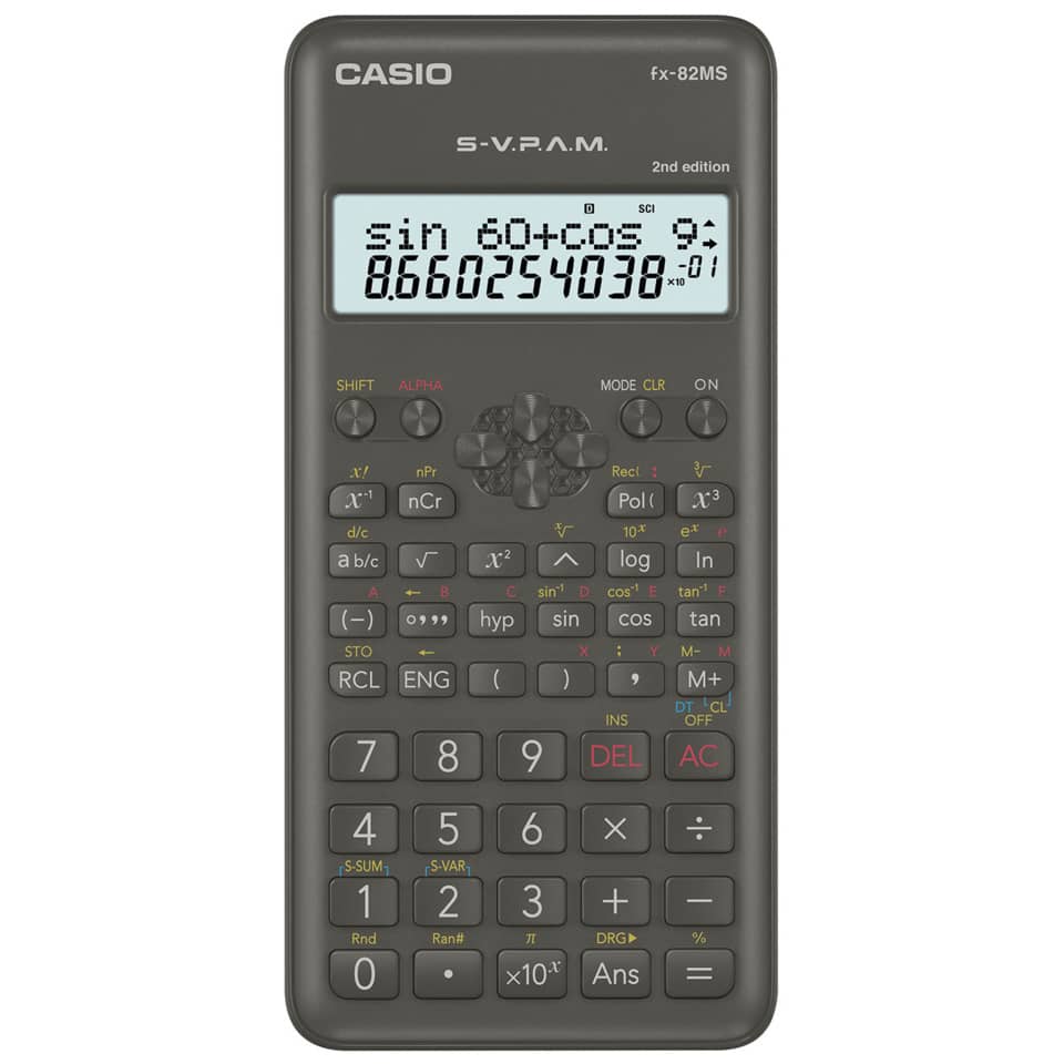 wissenschaftlicher Taschenrechner, Casio fx-82MS, Taschenrechner mit vielen Tasten, großes Display, Bedienfeld mit Tasten