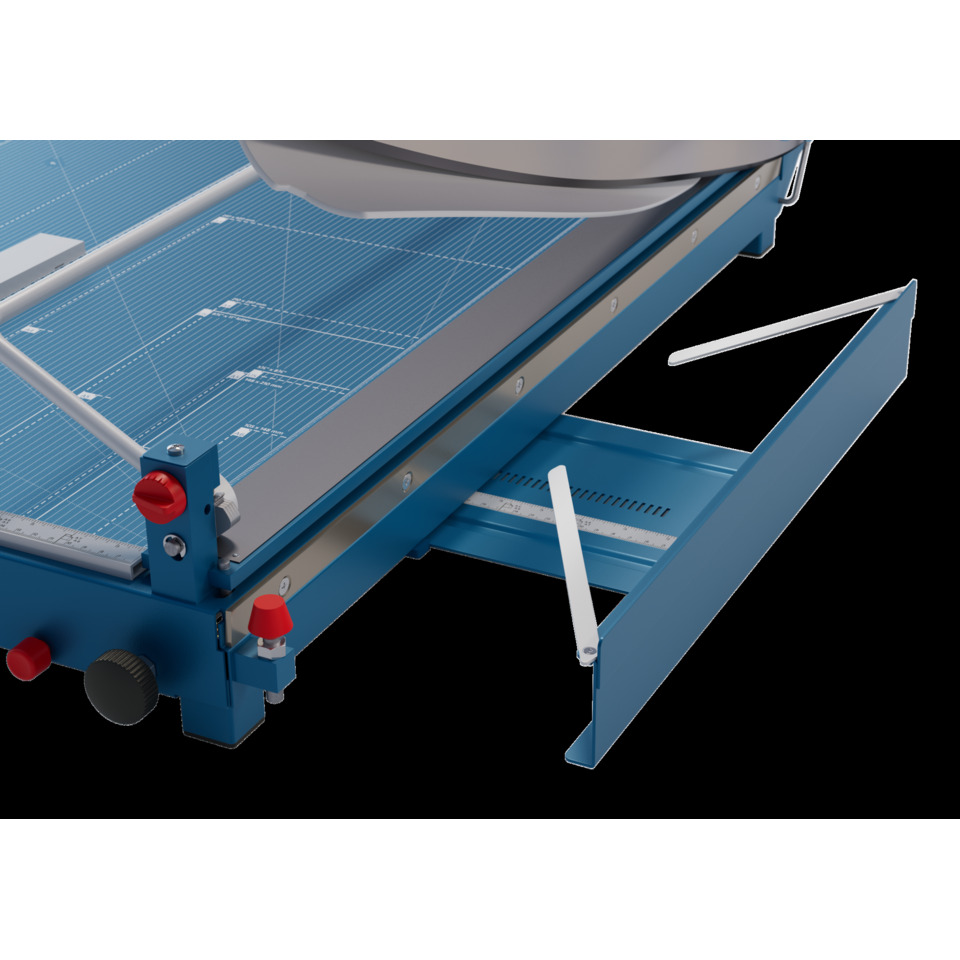 Schneidemaschine, Schnittvorrichtung, Schienen, Blau, Auszugsschublade