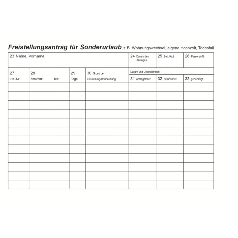 formular, Freistellungsantrag, Sonderurlaub, Arbeitsformular, Dokument