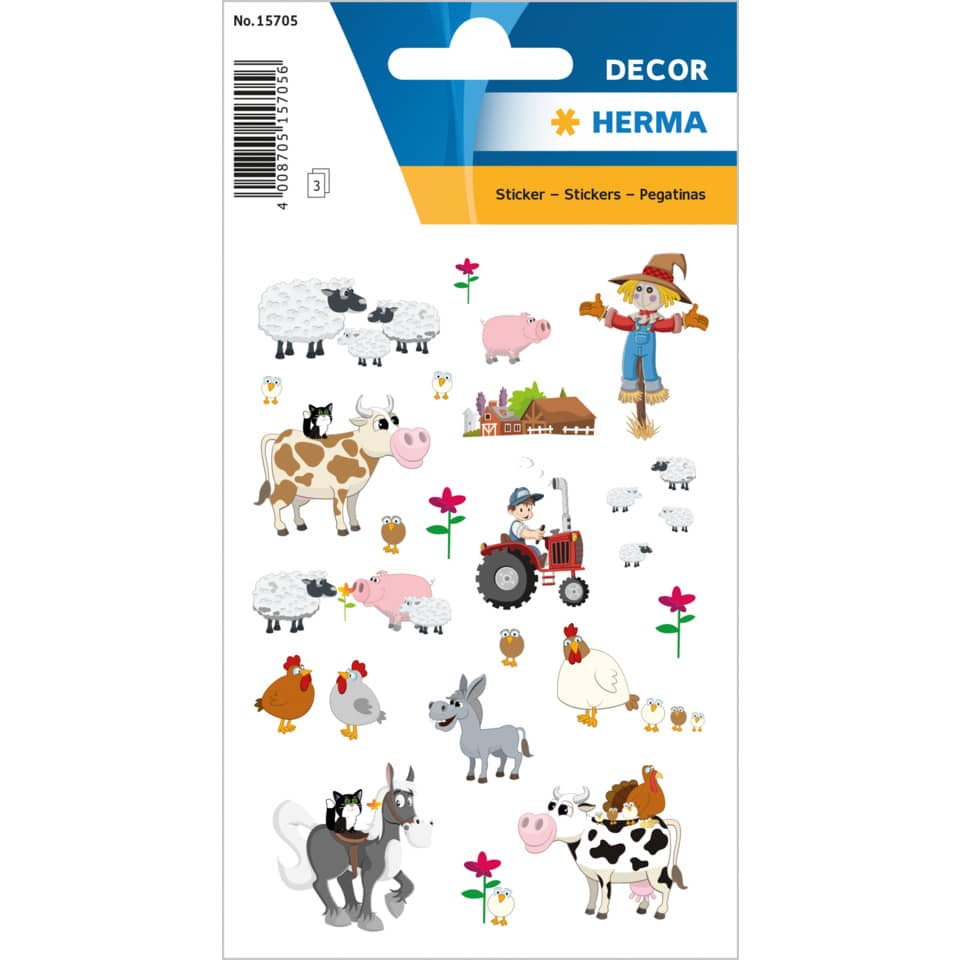 stickers, farm animals, farm scene, tractor, scarecrow