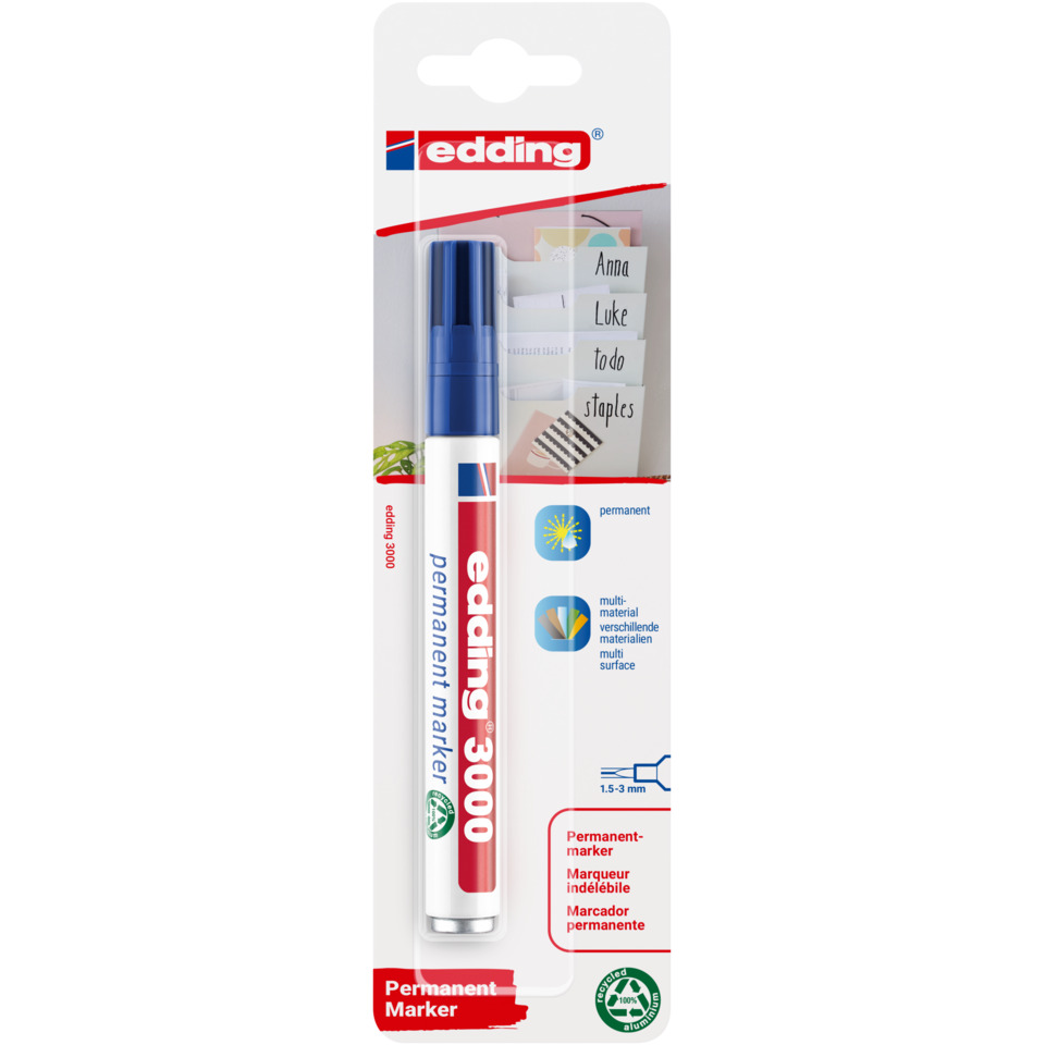 Permanentmarker, Marker, Tinte, Straßmarkierung, Korrekturmarker, Permanentmarker, Markerstift, Edding 3000, Blauer Deckel, Multimusmaterialfläche