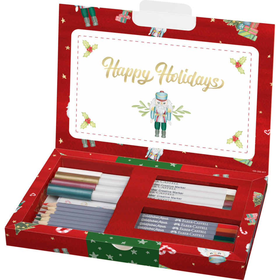 Weihnachts-Kunstset, Buntstifte, Aquarellstifte, Grafikstifte, Adventsgeschenk