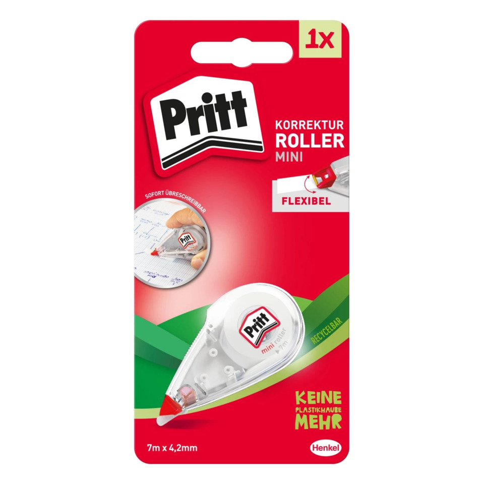 Korrekturroller, Mini, Flexibel, Recyclingbar, 7m x 4,2mm
