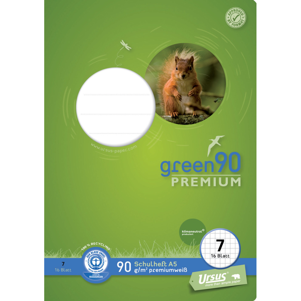 Größe A5, Schulheft, Kartonpapier, Umweltfreundlich, Ursus Premium
