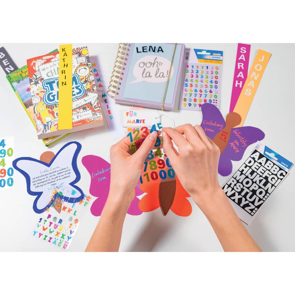 Kartenprojekt, Bastelset, Papiere, Sticker, Bunte Zahlen