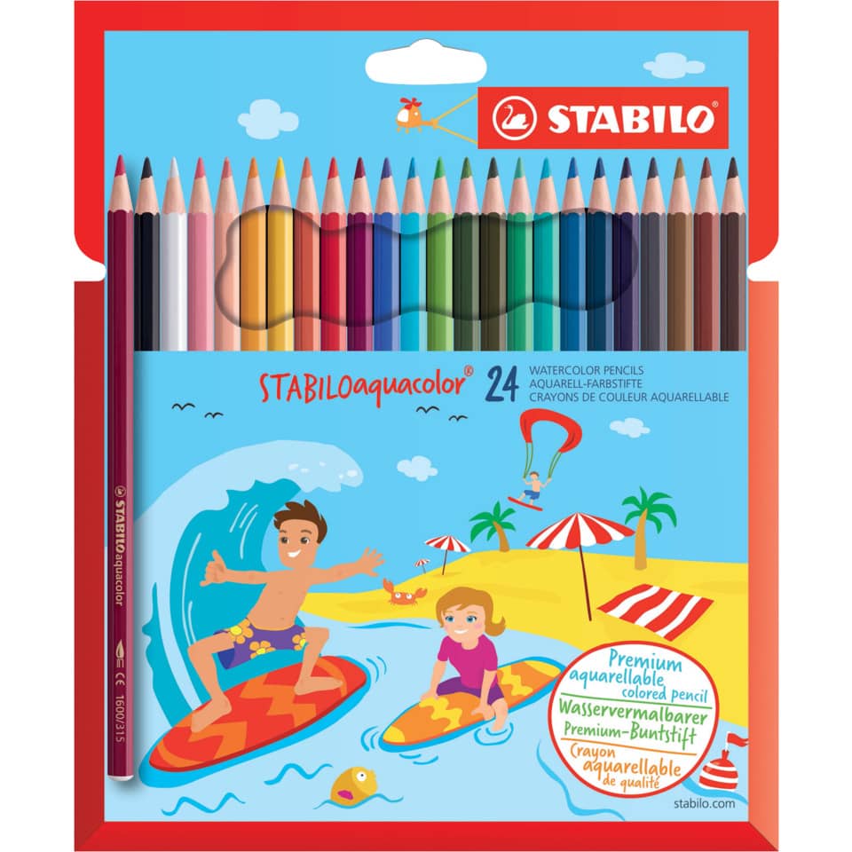 Aquarellstift, Buntstifte, 24erSet, Surfscene, Beachdrawing