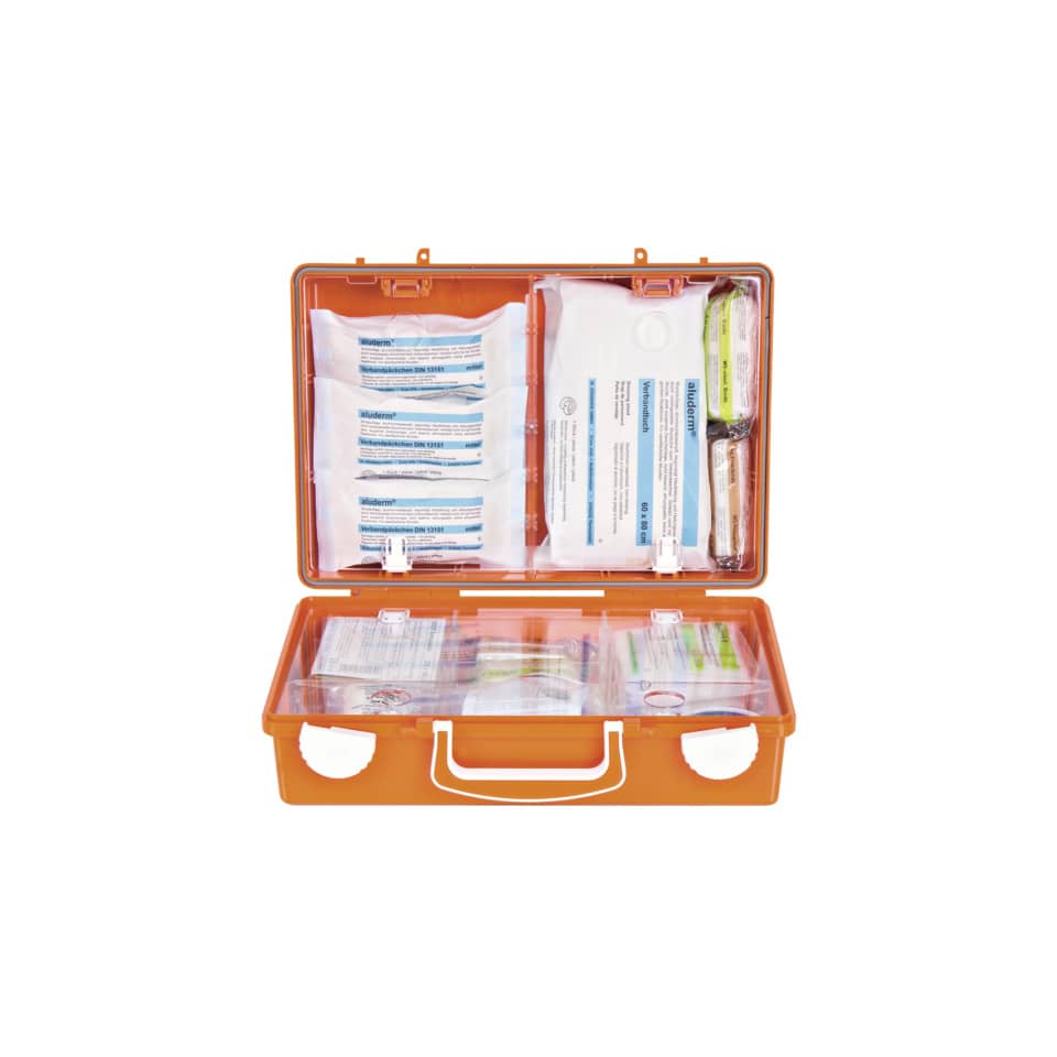 erstehilfekasten, notfallkit, inhaltsangabe, medizinischeausrüstung, orange