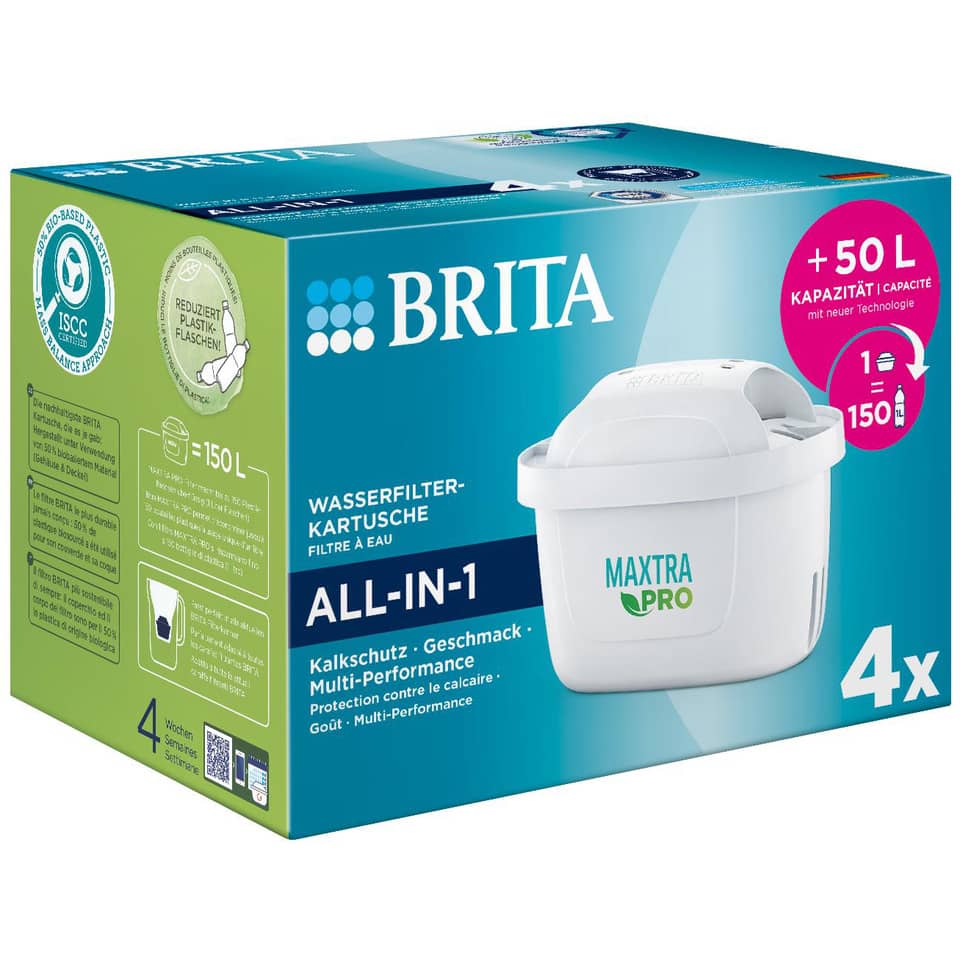 All-in-1, Kalkschutz, Wasserfilter, Kartonverpackung, 4x