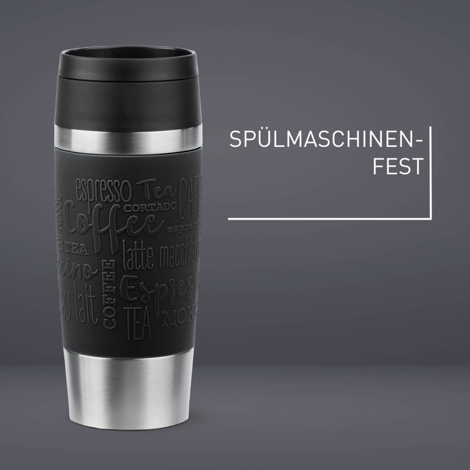 Thermobecher, Trinkbehälter, Stahl, Schwarz, Isolierung