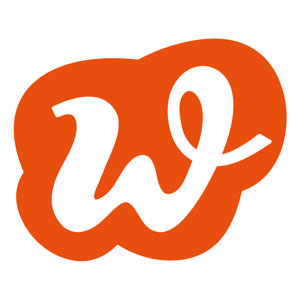 orangefarbenes Logo, weißes W, Grafikdesign, geschwungene Schrift