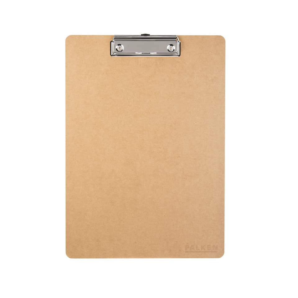 Clipboard, braun, Holz, Metallklammer, flach