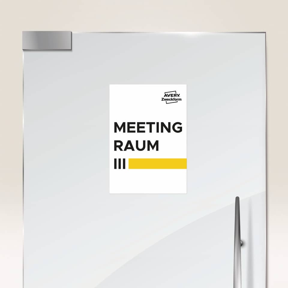 meeting room, door, poster, sign, yellow bar