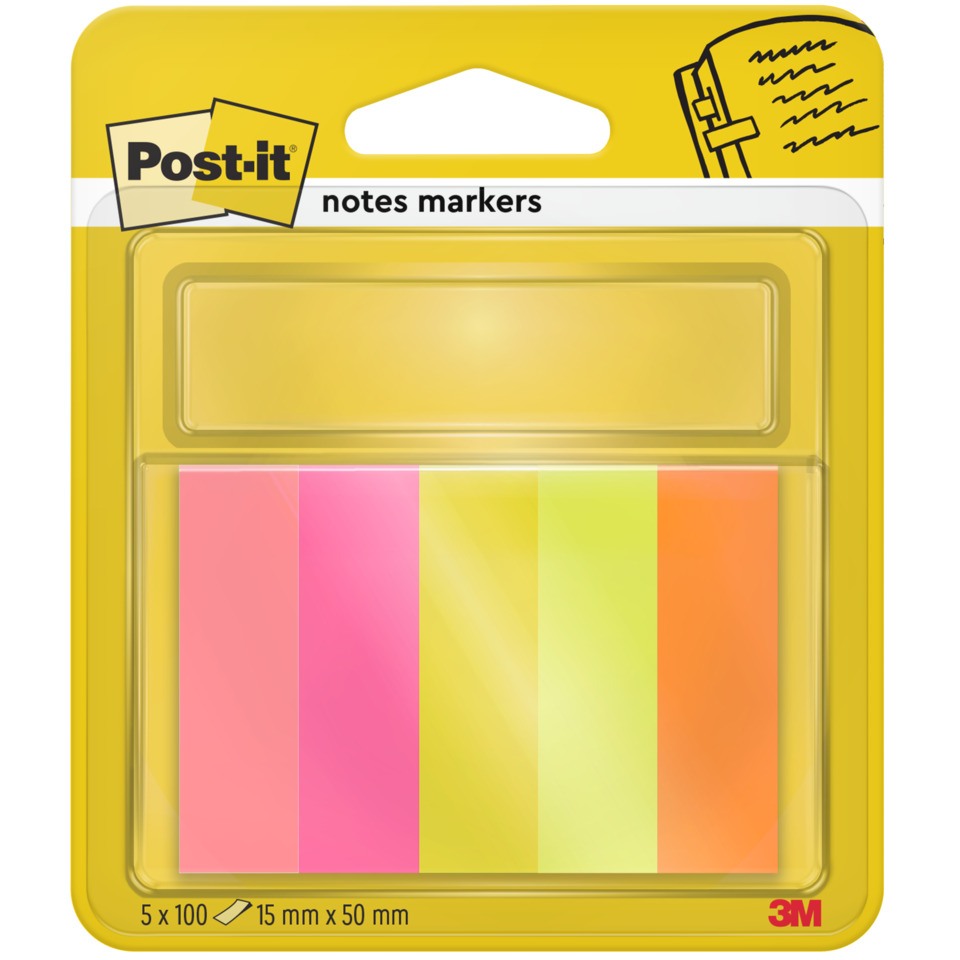 Post-it, Notizenmarker, Haftnotizen, Pastellfarben, Mehrfarbiges Set, Post-it Notizen, Notizzettel, Neonfarben, 5 x 100, Notizset