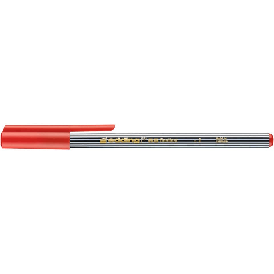 fineliner, orange cap, gestreifte Hülle, metallic, dünne Stiftspitze