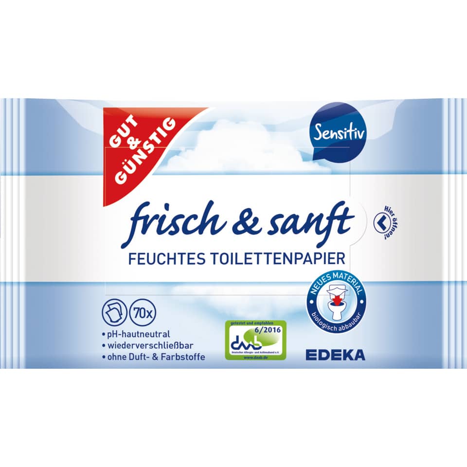 Toilettenpapier, feuchtes Toilettenpapier, frisch & sanft, 70x, pH-neutral