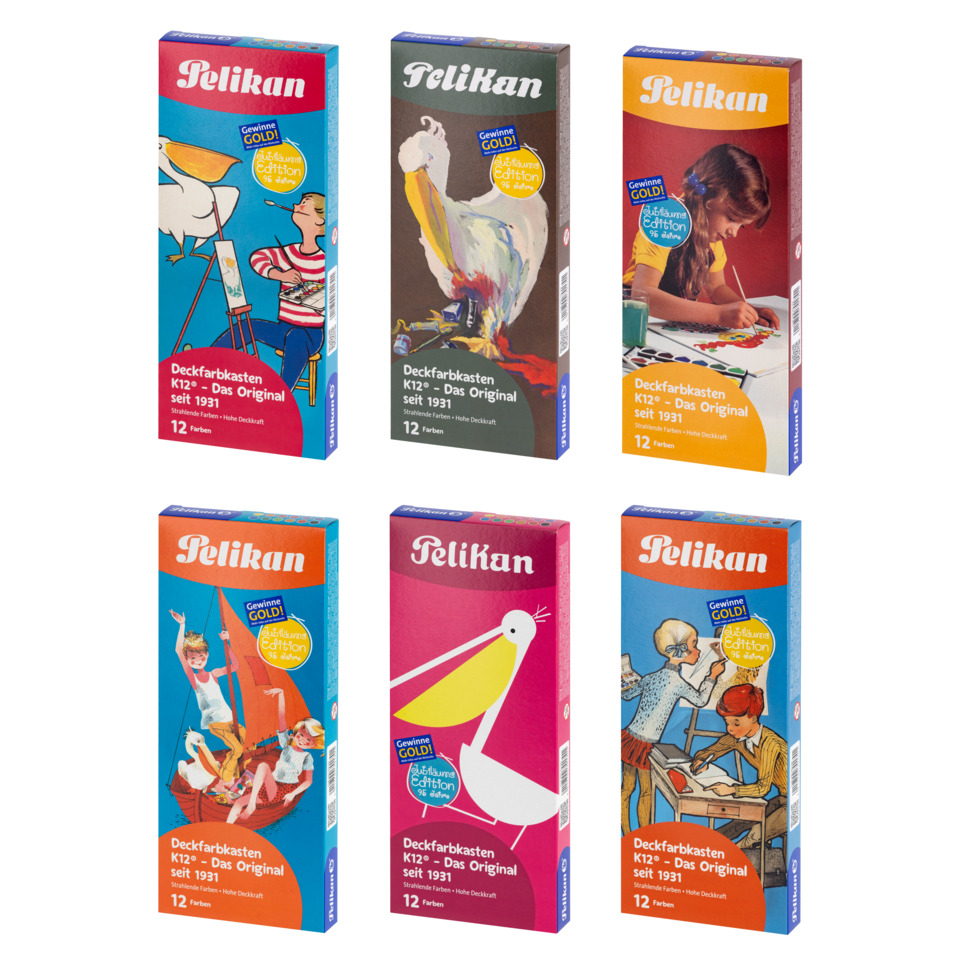 Malbox, Deckfarbenkasten, 12 Farben, Kinderfarbe, Pelikan
