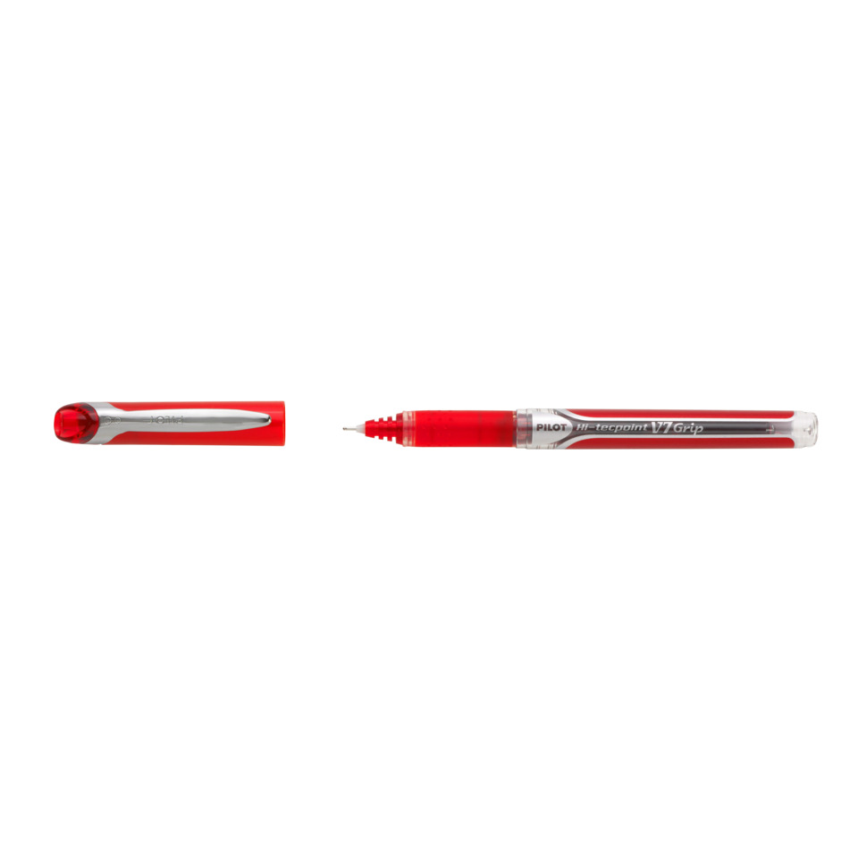 Kugelschreiber, Rollerball, Rot, Transparente Clip, Gummigriff