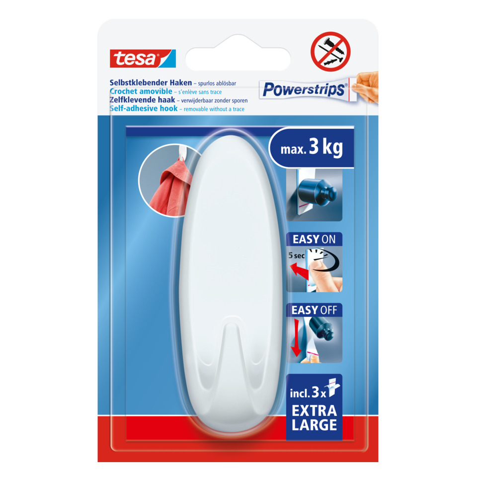 Selbstklebender Haken, Powerstrips, max. 3 kg, Klebestab, Großes Zubehör