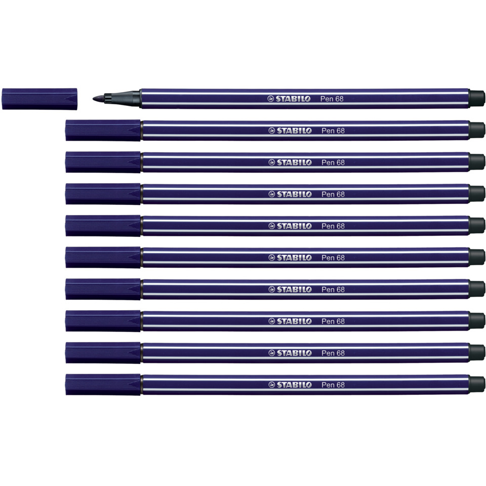 Stabilo Pen 68, Kugelschreiber Blau, Feinliner, Kappe ab, Marker Set
