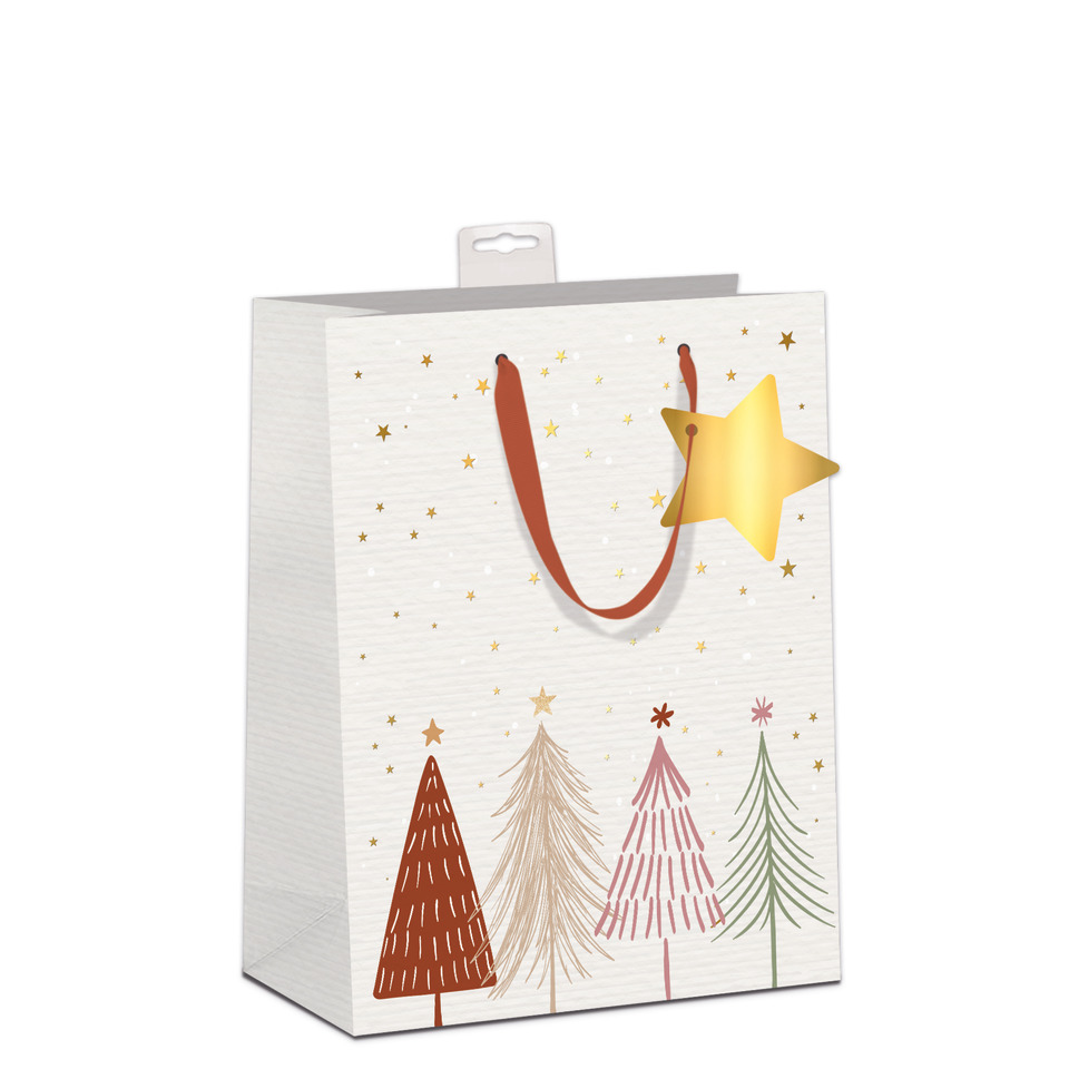 geschenktasche, weihnachtlich, bunte taferne, weihnachtsbaum, sternchen