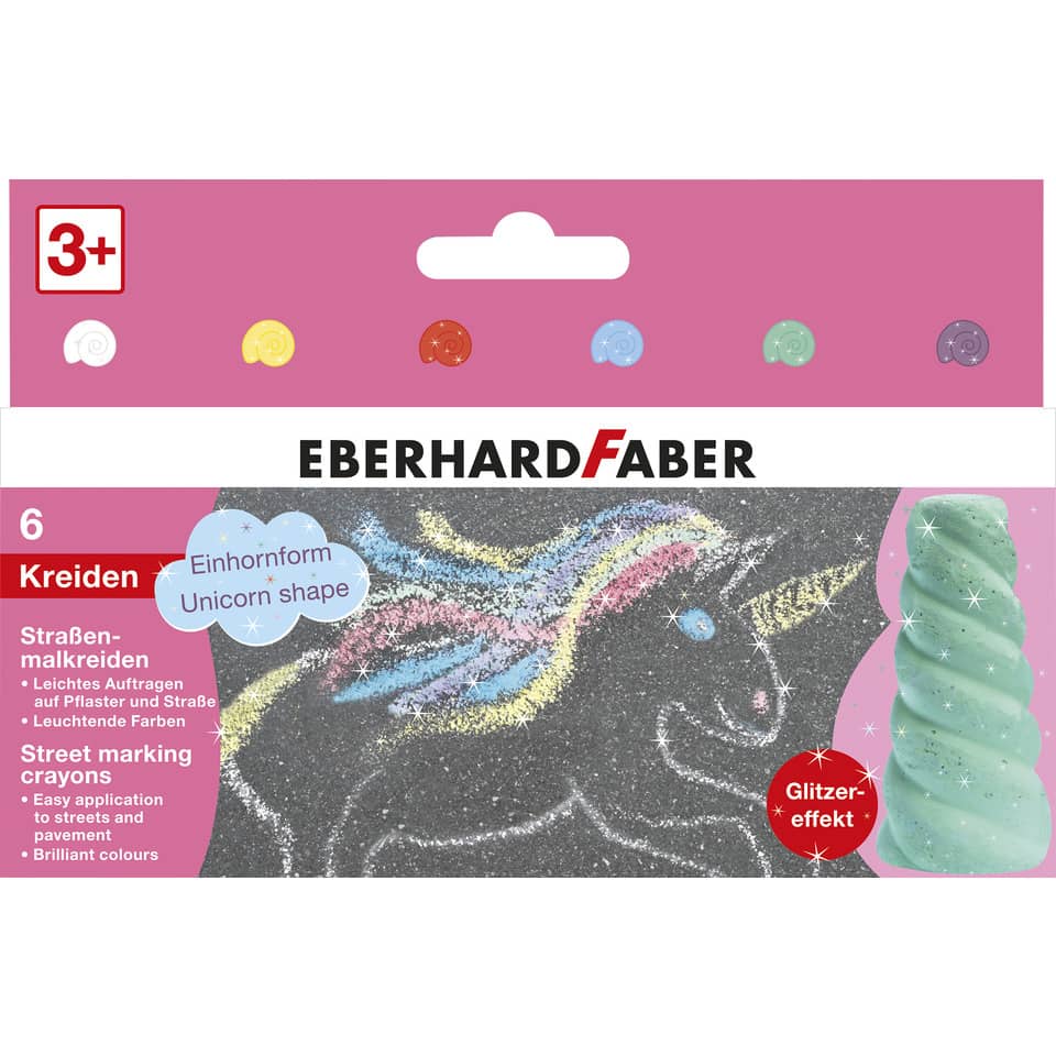 Kreiden, Straßenmalkreiden, Einhornform, Unicorn shape, Glitzerffekt