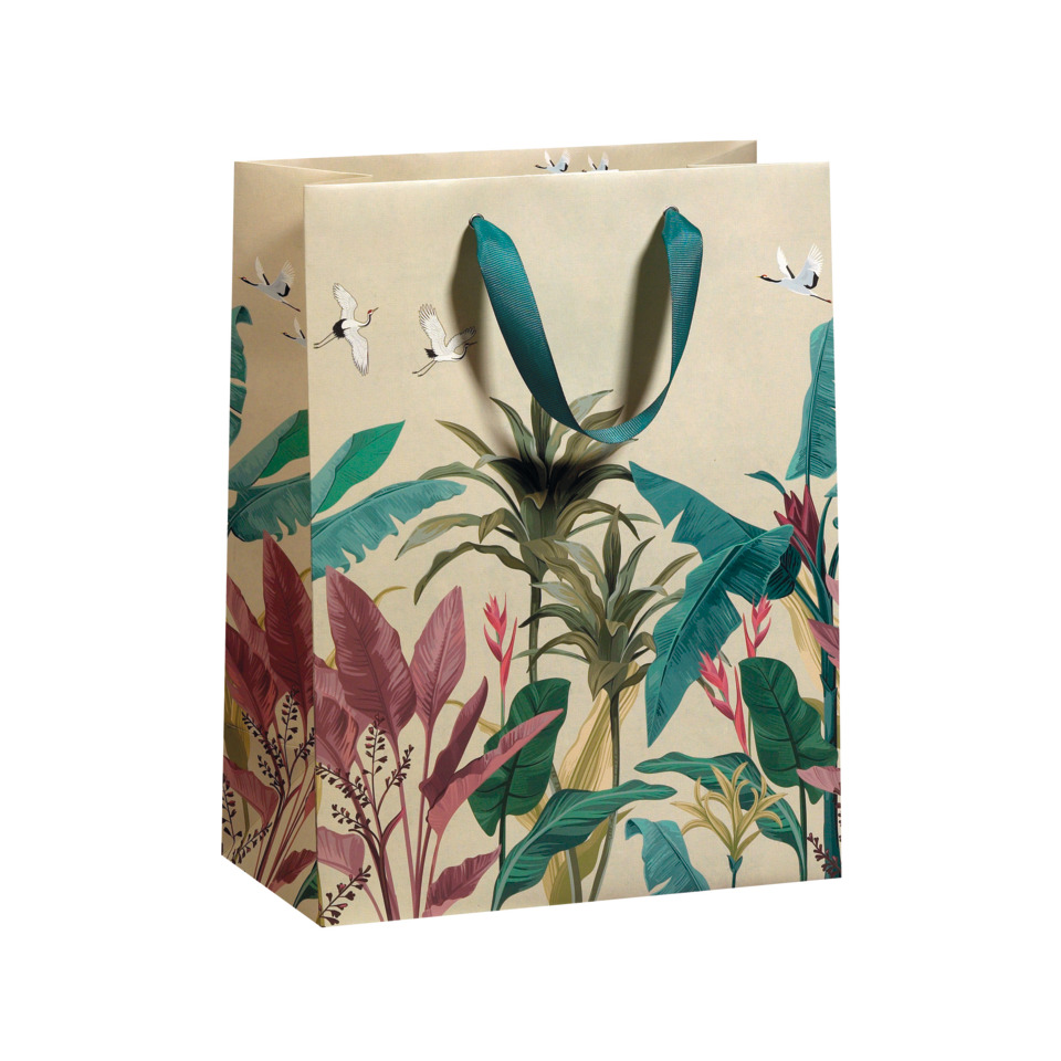 Geschenktüte, Tasche, Blätter-Druck, Tropische Muster, Grüne Farben