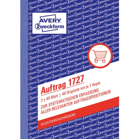 Auftragsbuch, A6, selbstdurchschreibend, 2x40 Blatt AVERY ZWECKFORM 1727