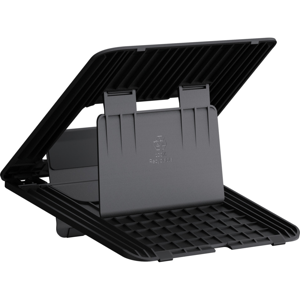 Laptopständer, Kühlraster, Faltbar, Schwarz, Recycelbares Material