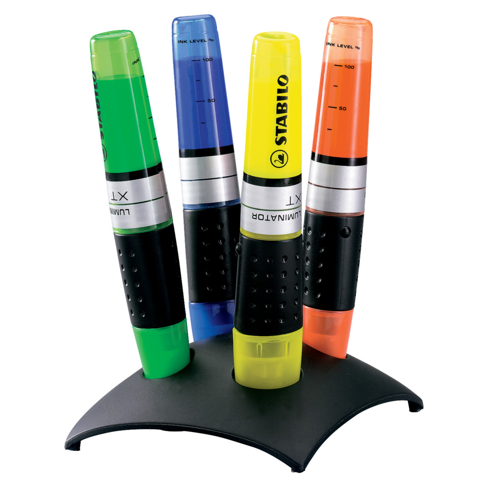 highlighter, felt-tip, marker, multi-color, stand