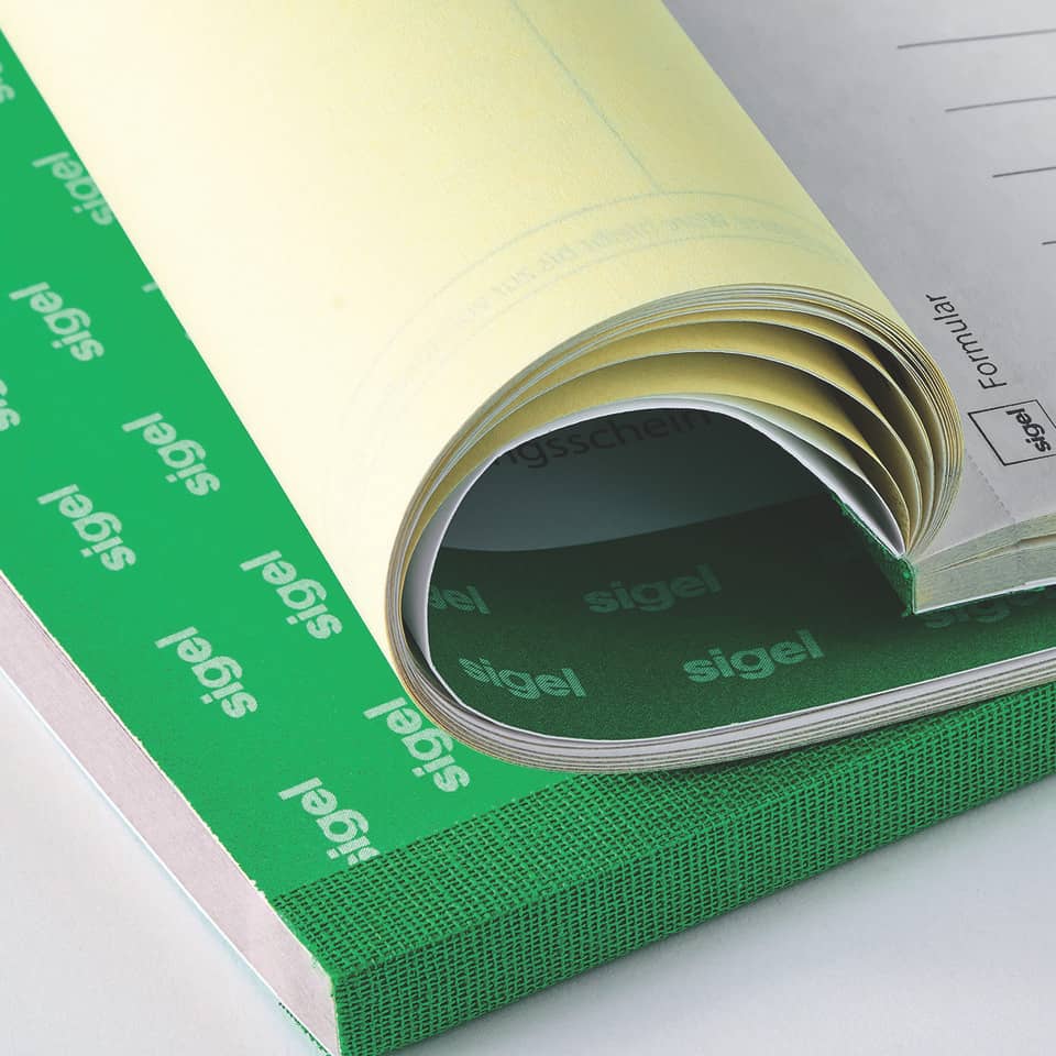 Notizbuch, Papier, Rollenpapier, grünes Cover, Broschüre