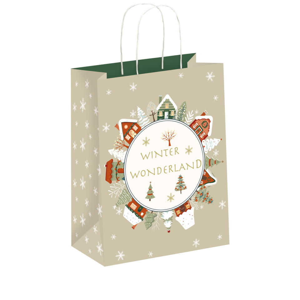 Weihnachtstüte, Geschenktüte, Winter Wonderland, Beutel, Papiertragetasche