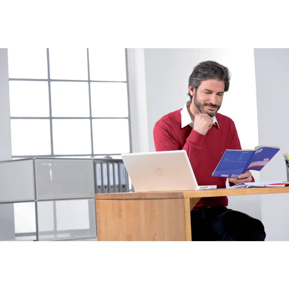 Mann, Büro, Laptop, Arbeitsplatz, Rotpullover