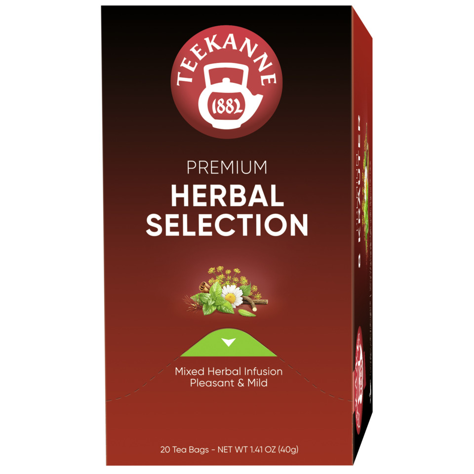 Kräutertee, Teebeutel, Kräuter-Mischung, Premium, Verpackung rot