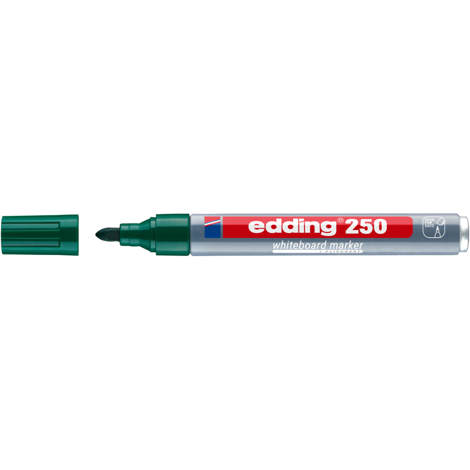 whiteboard marker, grüner deckel, Markerstift, edding 250, Doppelkappe