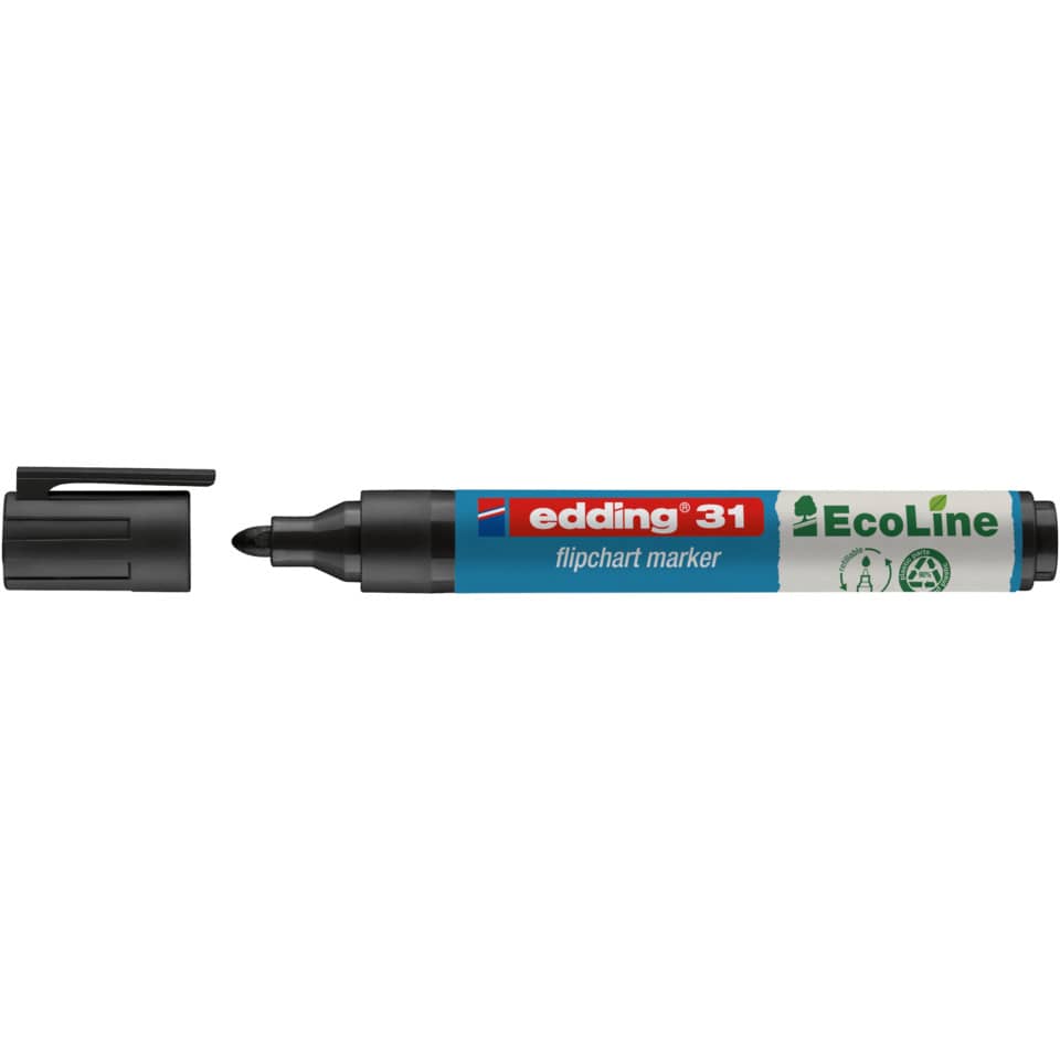 Flipchartmarker 31 EcoLine, 1,5-3mm, Rundspitze, schwarz EDDING 31-001