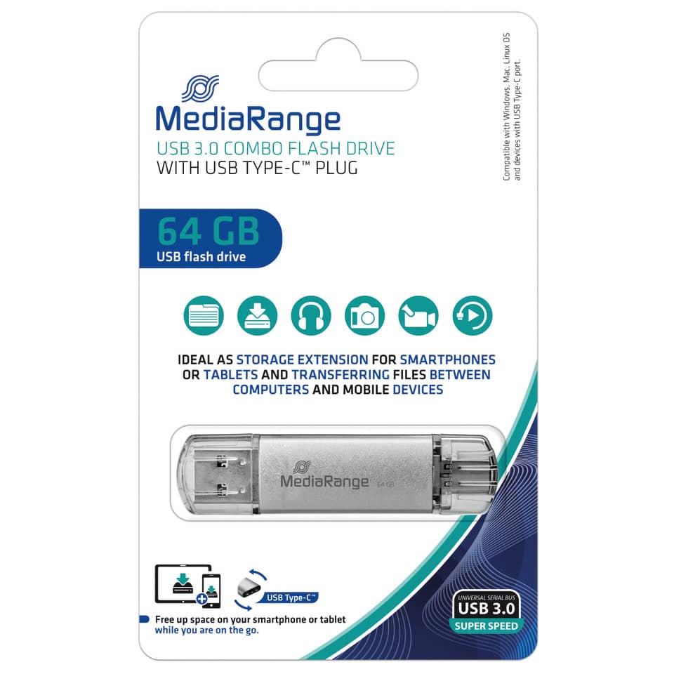 USB-Stick, 64 GB, MediaRange, USB 3.0, Flash Drive
