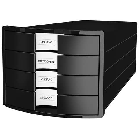 Schubladenbox IMPULS, DIN A4/C4, 4 geschlossene Schubladen, schwarz HAN 1012-13